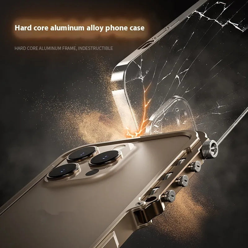 Metal phone case with aluminium alloy frame for Apple 15PRO MAX in Black Red colour option