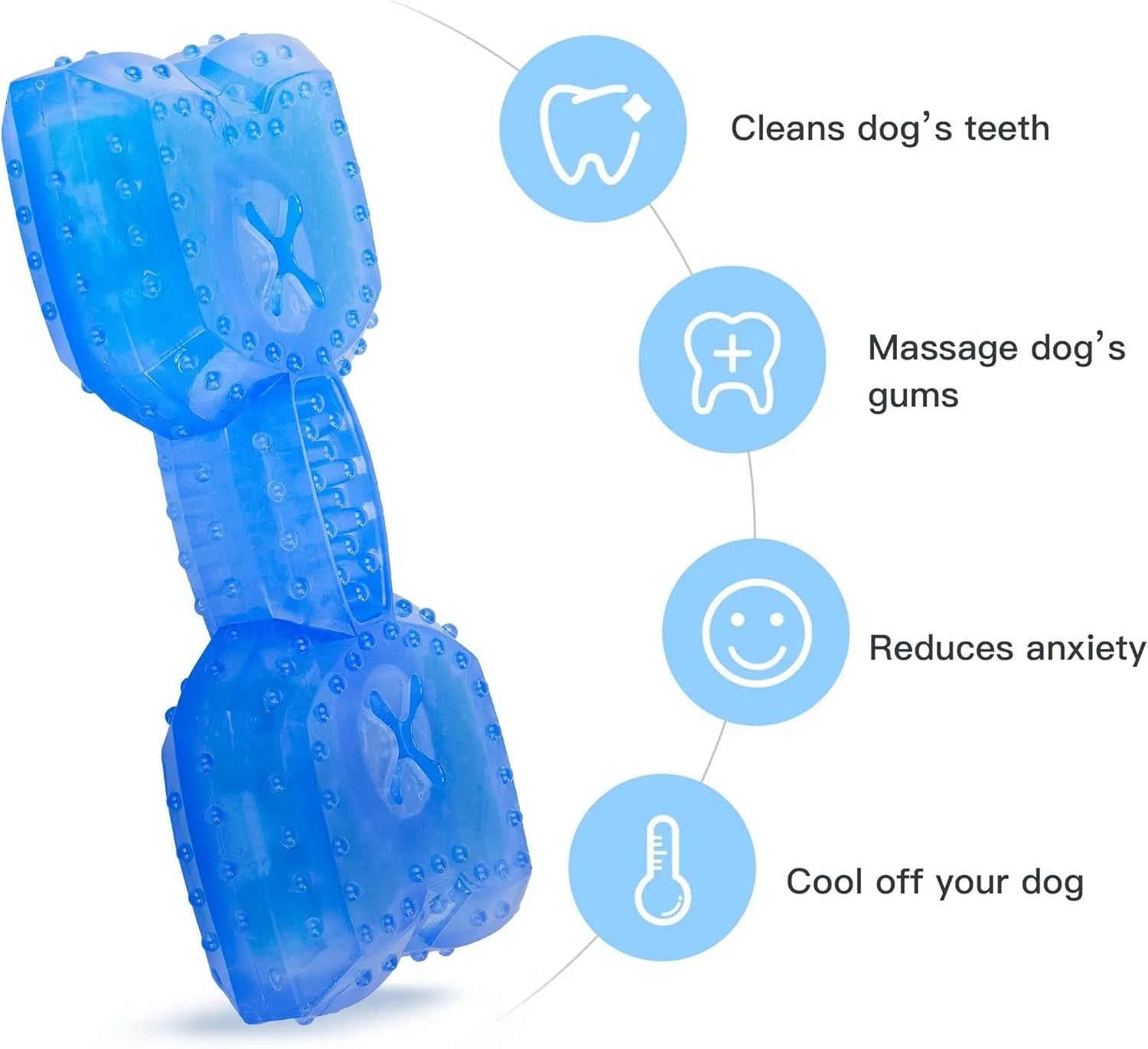 Freezable dog cooling chew toy in bones and circles shapes with thickened design