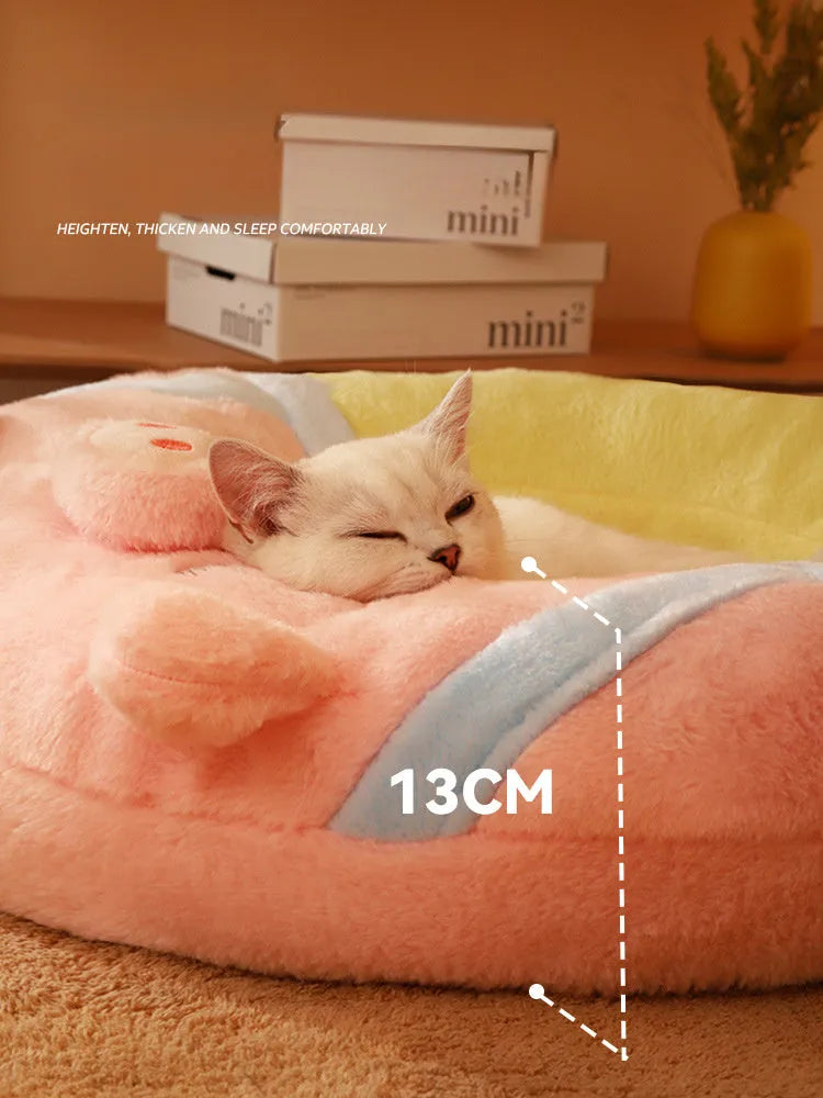 Yellow cat house bed 56x56x13 cm for indoor cats, pet sleeping mat with lightweight design