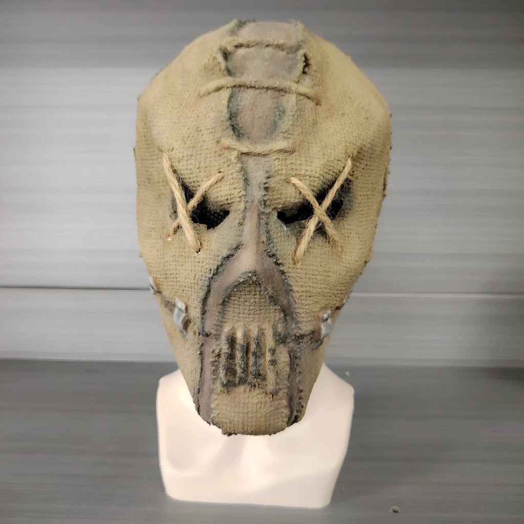 Scarred skull latex mask for adult Halloween costumes showing detailed scar texture