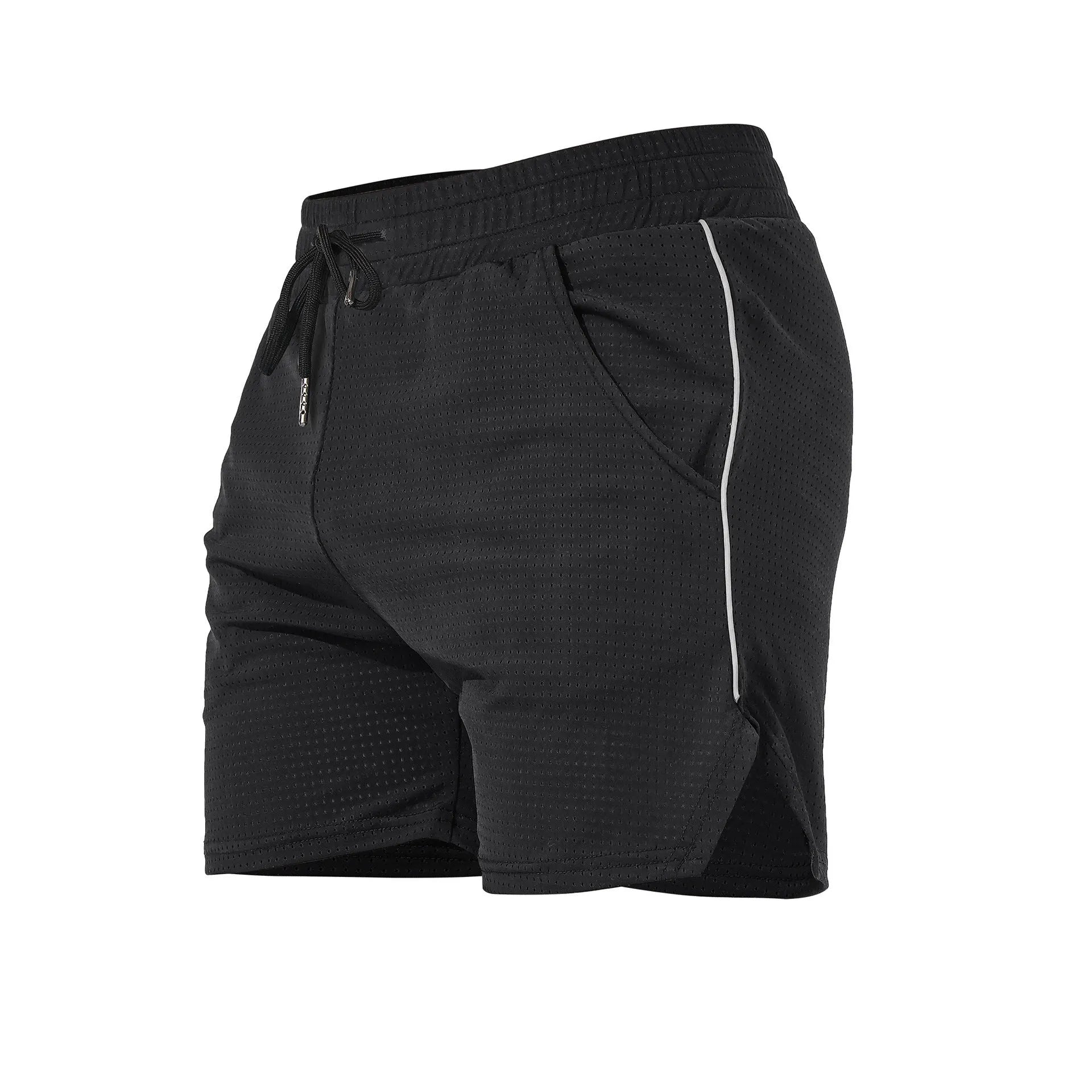 Men's straight leg sports shorts in polyester fabric available in multiple colours