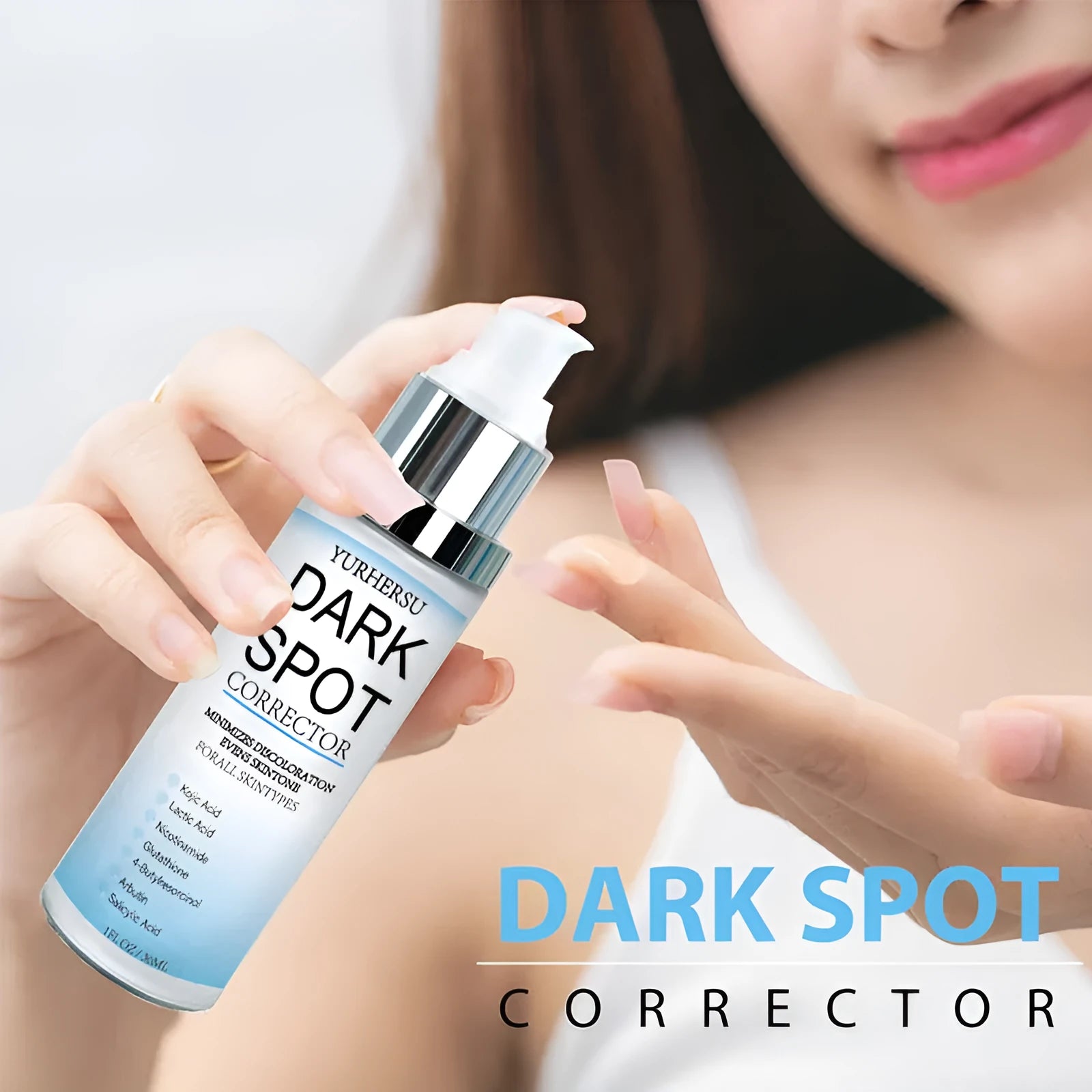 Bottle of spot lightening essence for brightening and moisturising the skin.