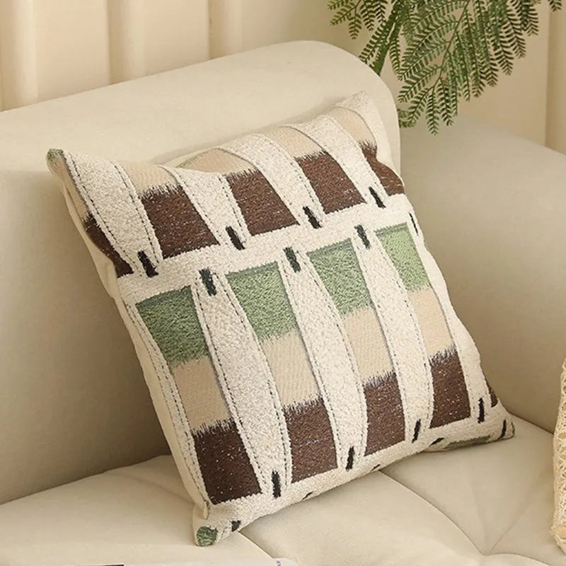 Square Jacquard cushion cover with yarn-dyed floral pattern in various colours, shown at 45cm size.