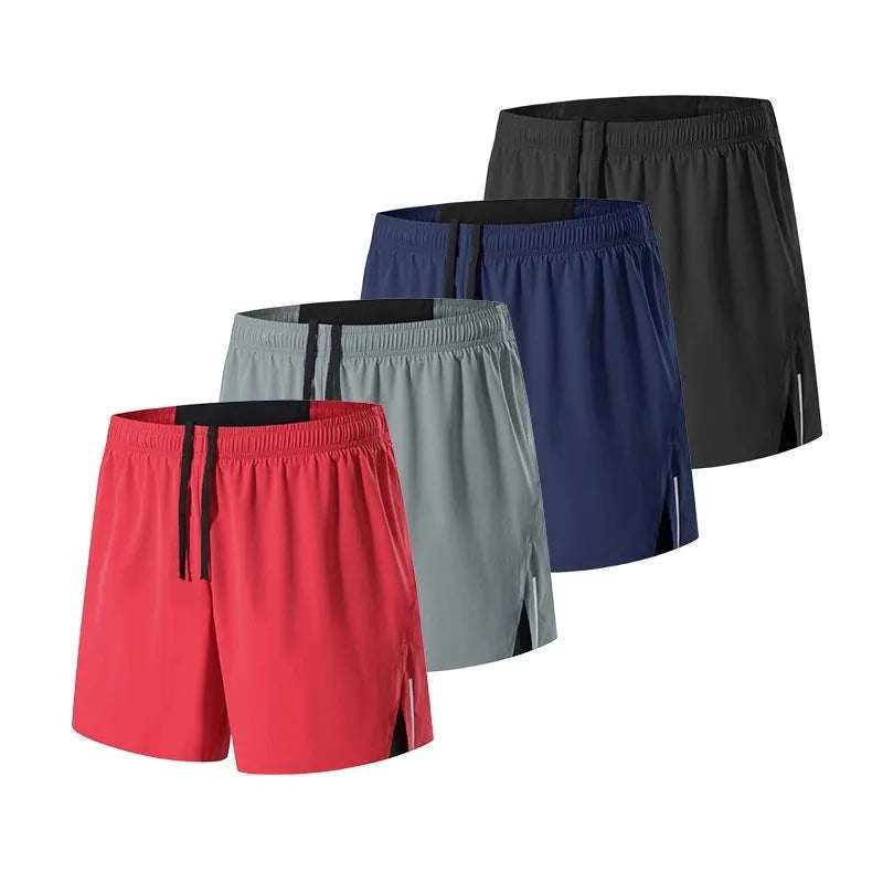 Men's red off-road running shorts with high-waist loose fit for trail running