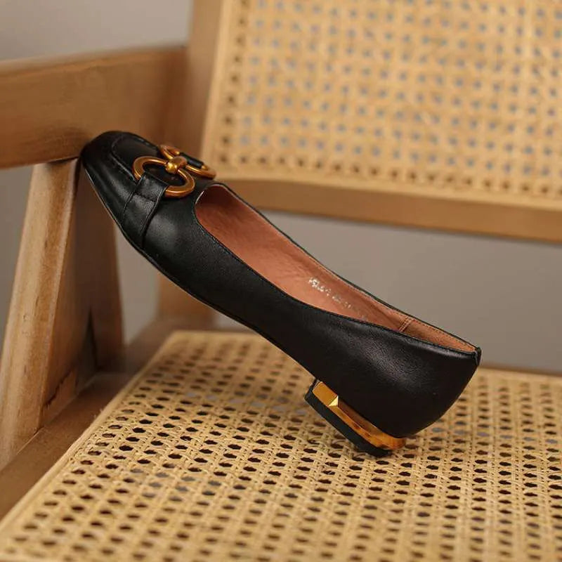 Women's square toe Wanwan Lei style pumps with super high heel in black, beige, or apricot colours
