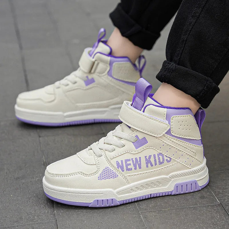 Children's buckle closure outdoor sneakers in PU upper with rubber sole, available in multiple colours and sizes 28-39