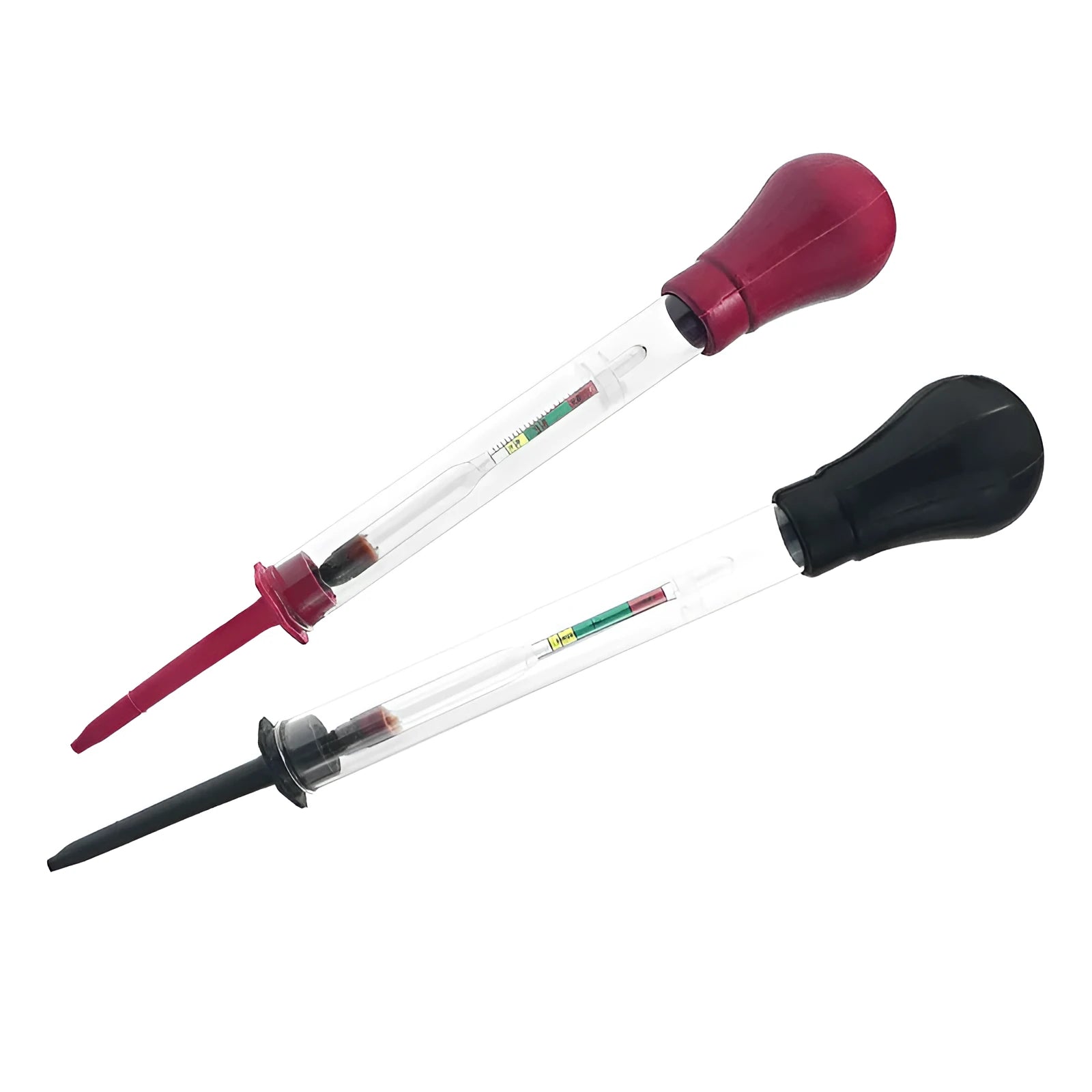 Electrohydraulic liquid hydrometer for automotive battery electrolyte density testing
