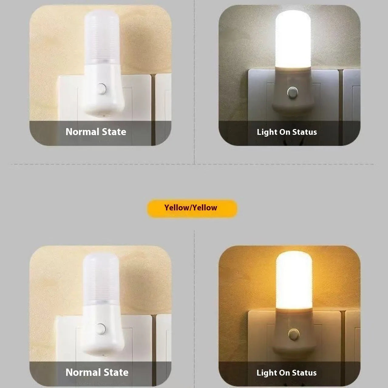 Minimalist plug-in bedside night light with American socket and dual-colour switch