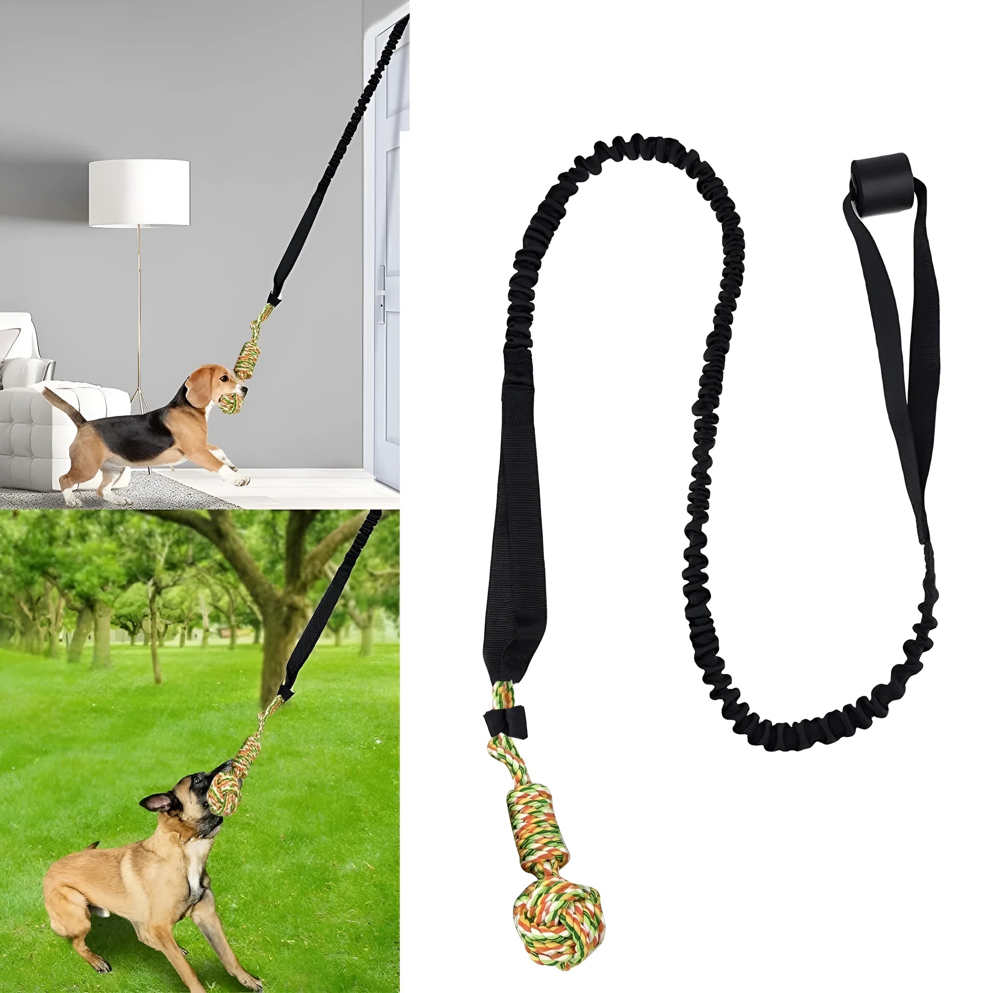Cotton rope dog toy for tug of war games and grinding, available in black, grey or red colours