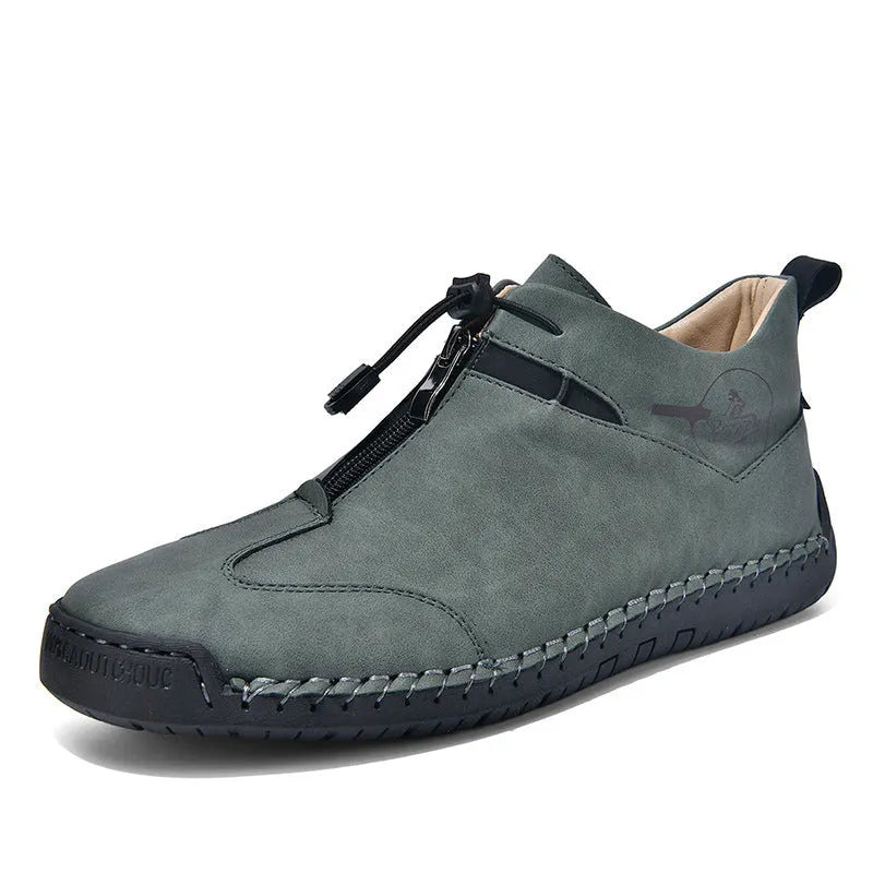 Men's casual leather shoes in multiple colours with mid heels and pointed round toe styling