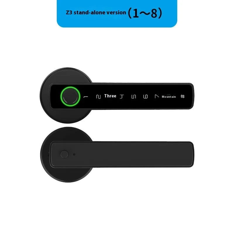 Black smart door lock with spherical handle for wooden interior doors