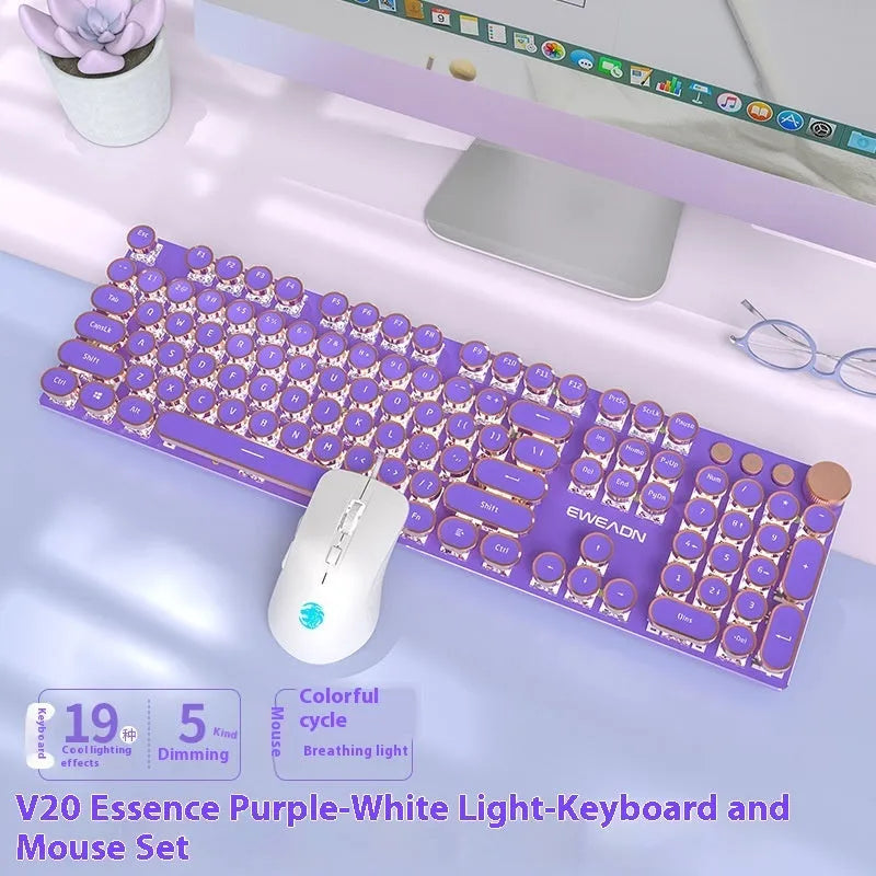 Matcha green mechanical gaming keyboard with white backlighting, aluminium panel, and multifunction knob on desk