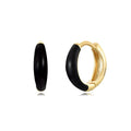 Oval curved women's earrings with colourful epoxy drip coating in geometric U-shape design.