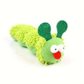 Green interactive plush cat toy pillow measuring 24x11x5cm on a floor
