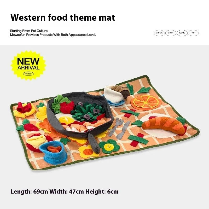 Plastic fabric dog sniffing mat pet toy for treat hiding and mental stimulation