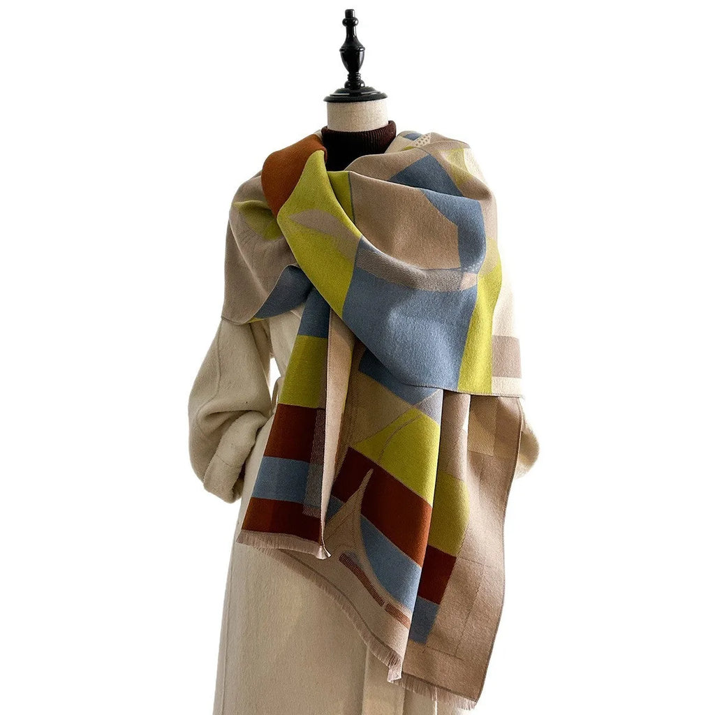 Imitation cashmere scarf in multiple colours showing 185cm by 65cm dimensions