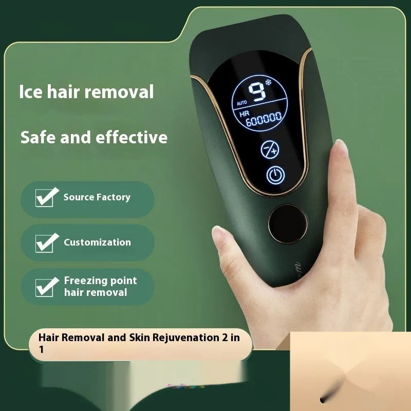 Freezing point hair removal device in Sundial green, pink or white for face, legs and body hair removal.