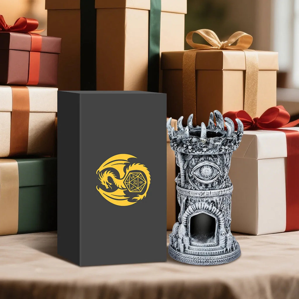 Fantasy-Themed Cyclops Beholder Dice Tower Grey Resin Craftsmanship 17cm Board Game Accessory for Role-Playing Multiplayer Gatherings Family Parties Gift