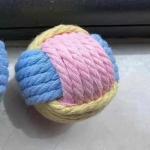 Handmade cat hair ball plush toy measuring 5cm with cotton ball construction