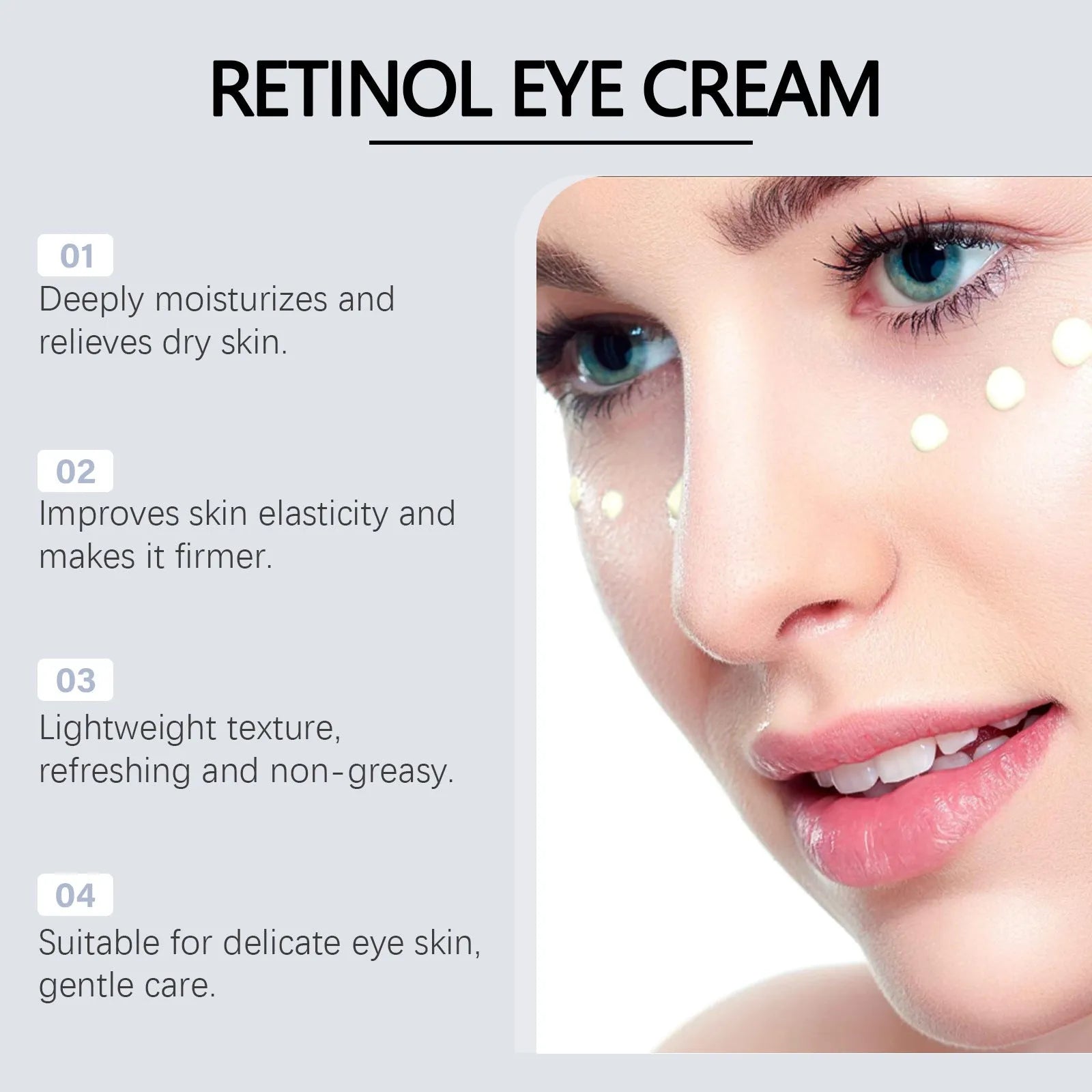 Retinol Eye Cream 20g soft moisturising formula in 3 × 12.1cm packaging for dark circles and puffiness