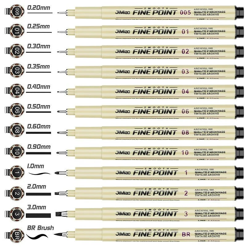 Syringe-style technical drawing needle pen with black waterproof ink for cartoon design and illustration
