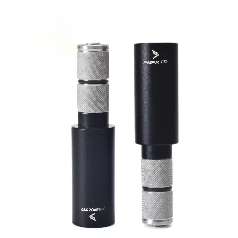 Aluminium alloy mountain bike handlebar extension rod showing folding mechanism and adjustment range