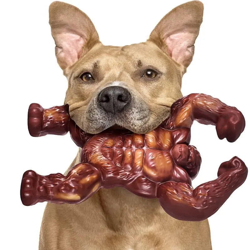 Scarlet red nylon dog chew toy with textured surface for dental care