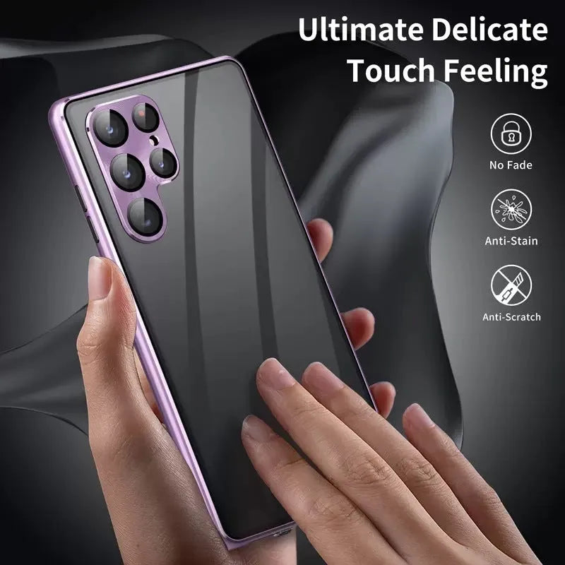Metal magnetic king phone case with peep-proof mirror for Samsung S24 Ultra in multiple colours