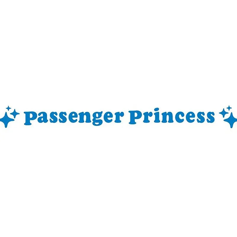 Passenger Princess decorative vinyl sticker for car rearview mirror, 12.5cm size in multiple colour options.