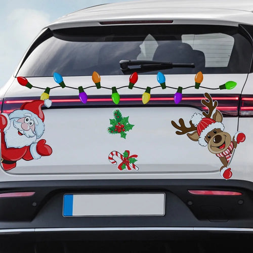 Christmas cartoon elk design reflective magnetic sticker in medium size