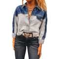 Women's loose-fit denim coat with single row multi-buckle fastening in cotton fabric