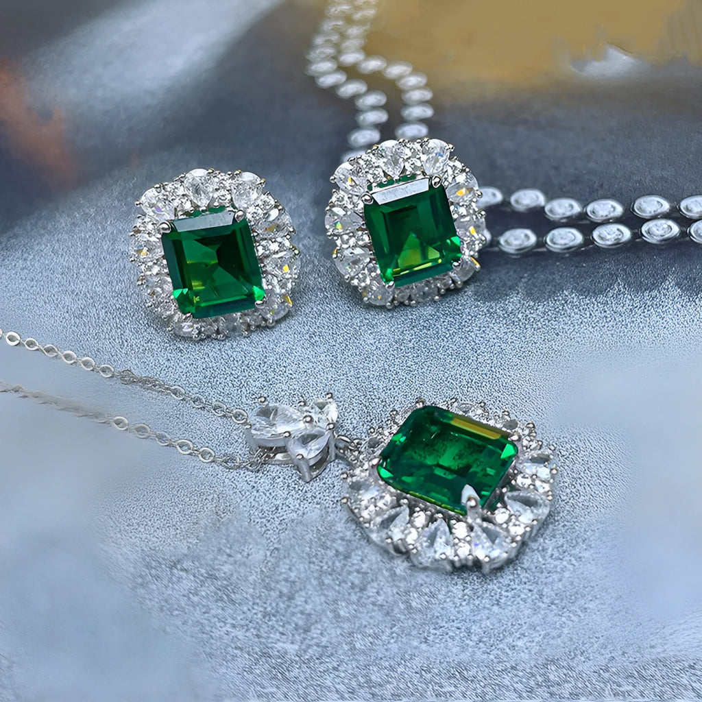 French Royal style women's copper jewellery set with floral necklace, earrings, and ring on a white background.