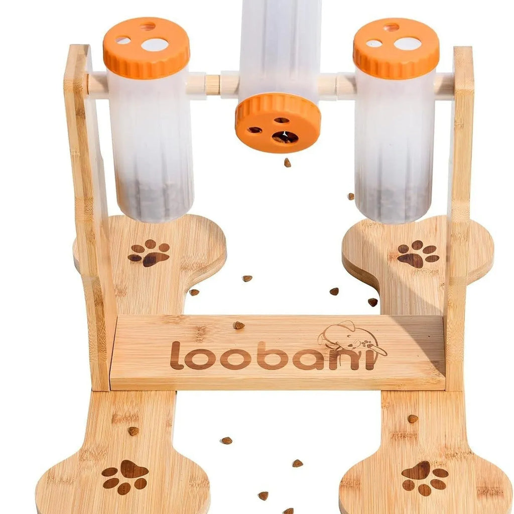 Wood colour wooden dog puzzle toy and interactive snack dispenser feeder