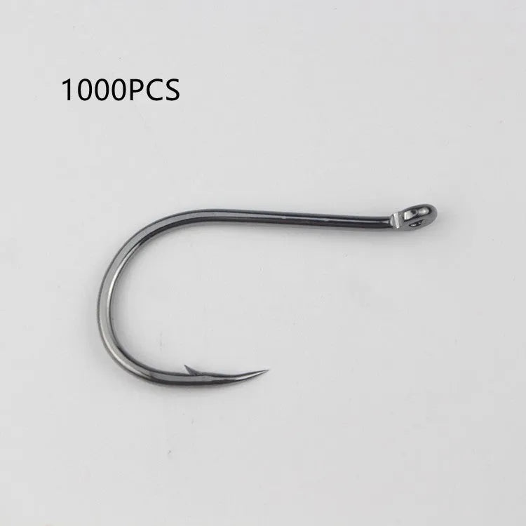 Alloy carbon steel fishing hooks with hole ring barbed crooked mouth design for rock and sea fishing