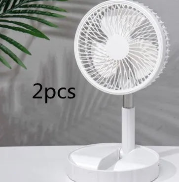 Black portable telescopic folding fan extended to full height with control panel visible