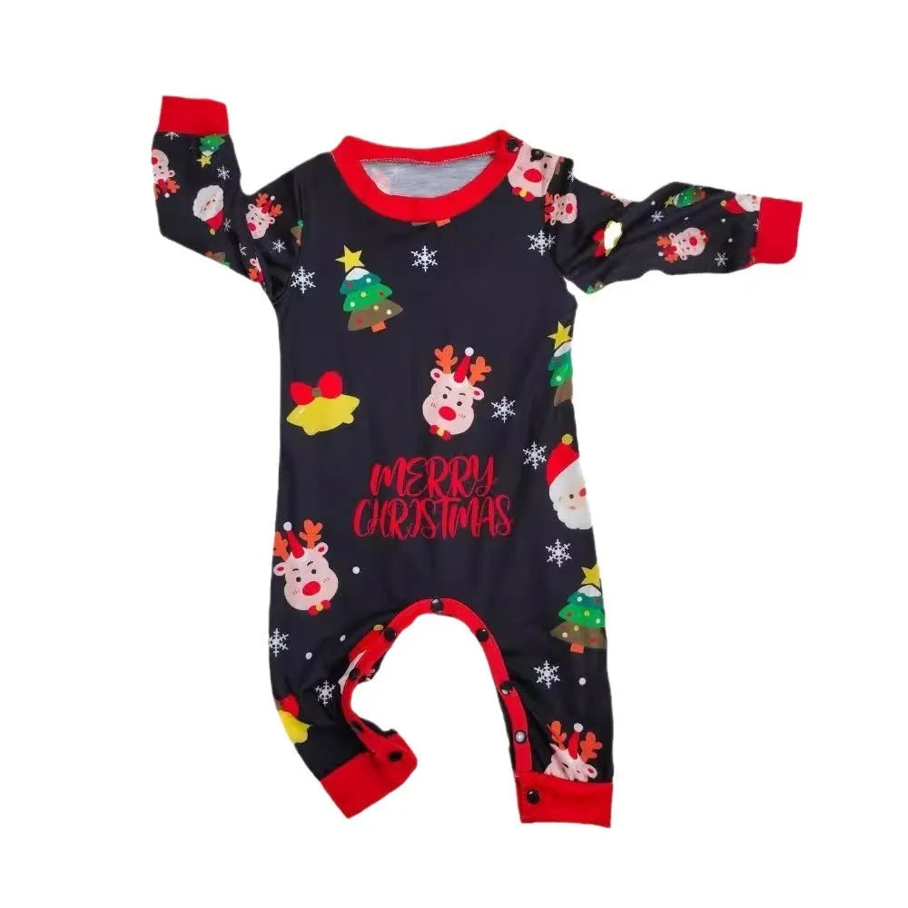 Family matching Christmas pyjamas set in cotton with plaid and cartoon prints for parents, children and dogs