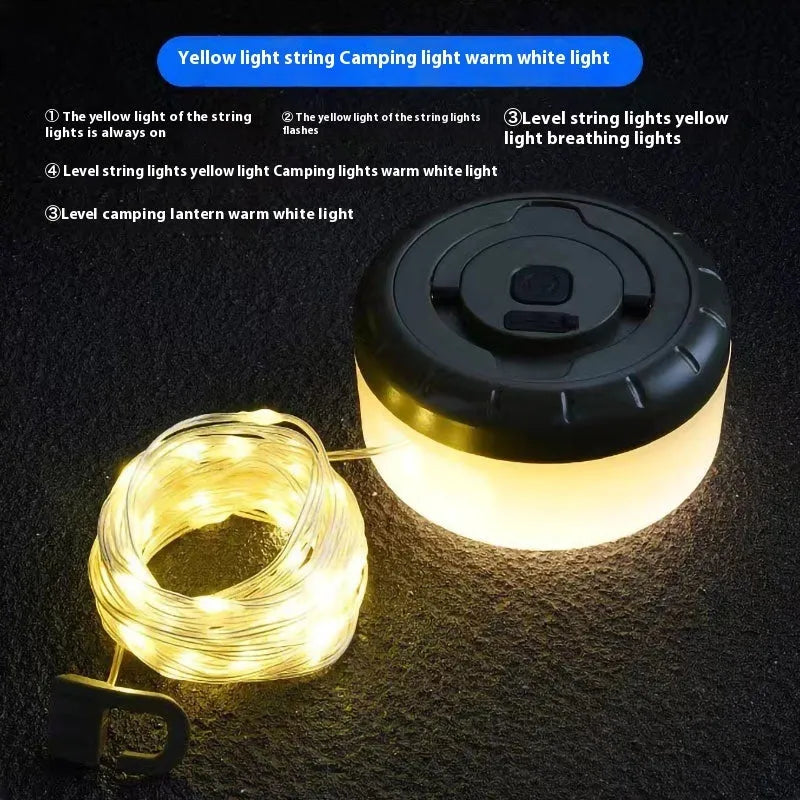 Rechargeable outdoor LED string light with 30 beads along 8 metres cable