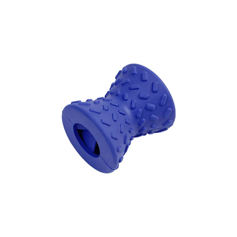 Blue natural rubber interactive treat-dispensing dog bone toy for aggressive chewers.