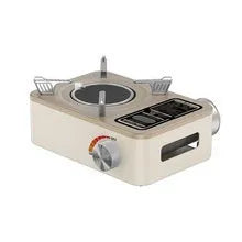 White portable windproof gas stove with infrared burner for outdoor cooking