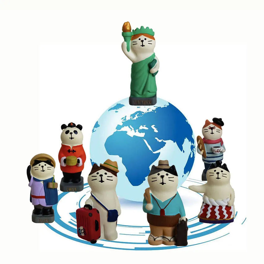 Cartoon Statue of Liberty travel cat resin craft figurine decorative ornament