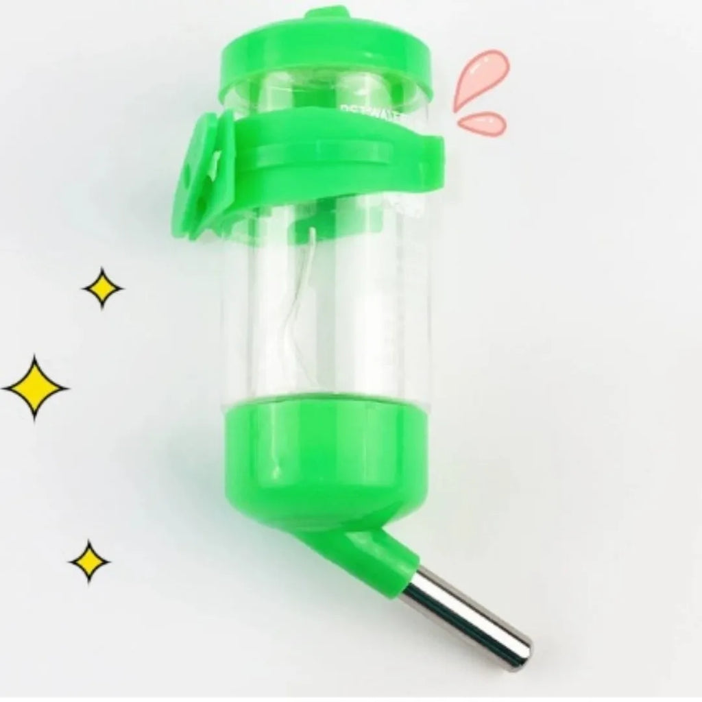 Green plastic ball kettle water feeder for small pets on a white background.