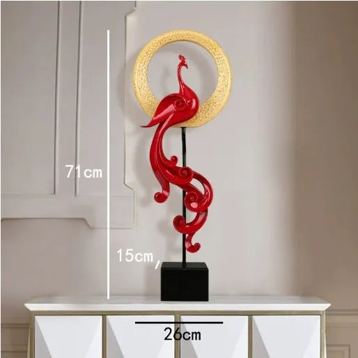 European style synthetic resin phoenix ornament in rose gold, red or silver