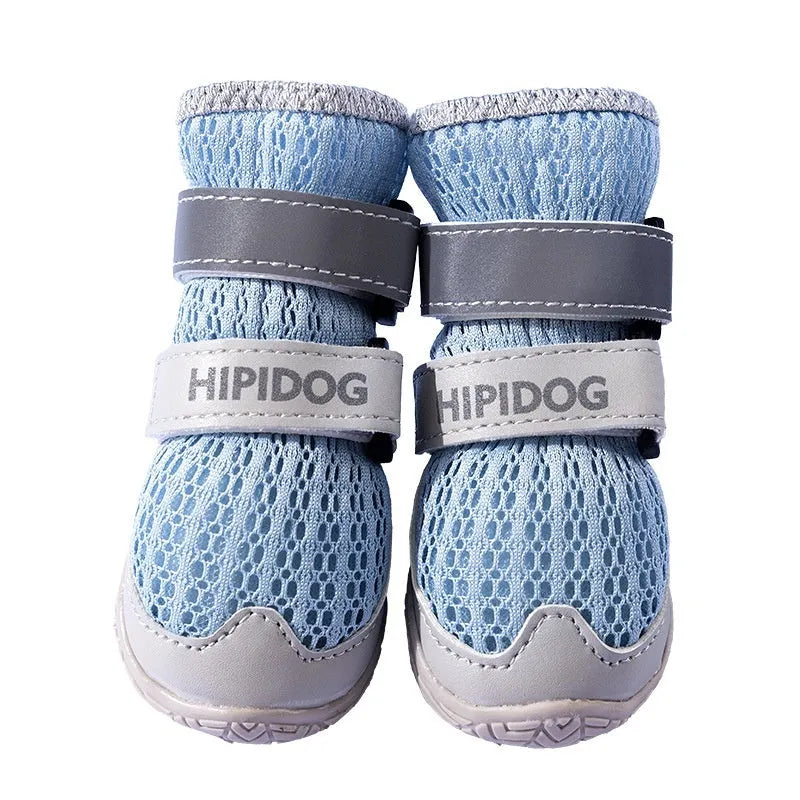 Cartoon style dog shoes in Bondi Blue colour showing breathable summer design with weight-based sizing