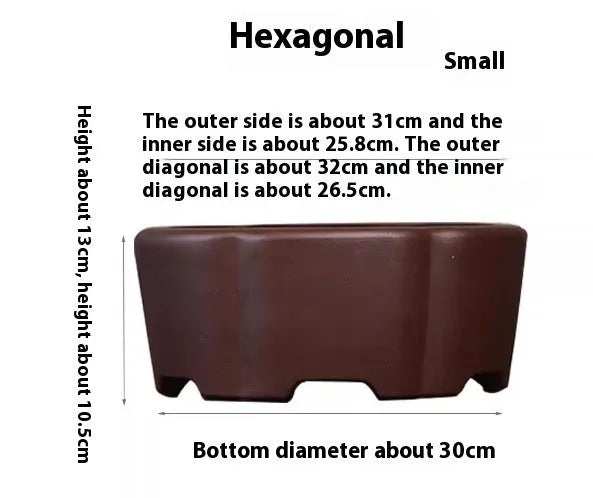 Square purple clay succulent bonsai pot in classical design for tabletop or floor plant display