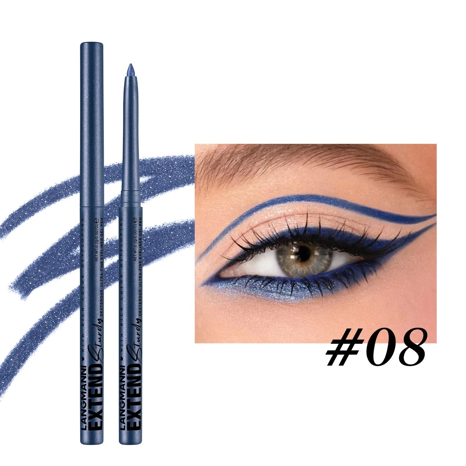 12 colourful eyeliner pencils with matte, glitter, metallic, and pearl finishes in waterproof formula