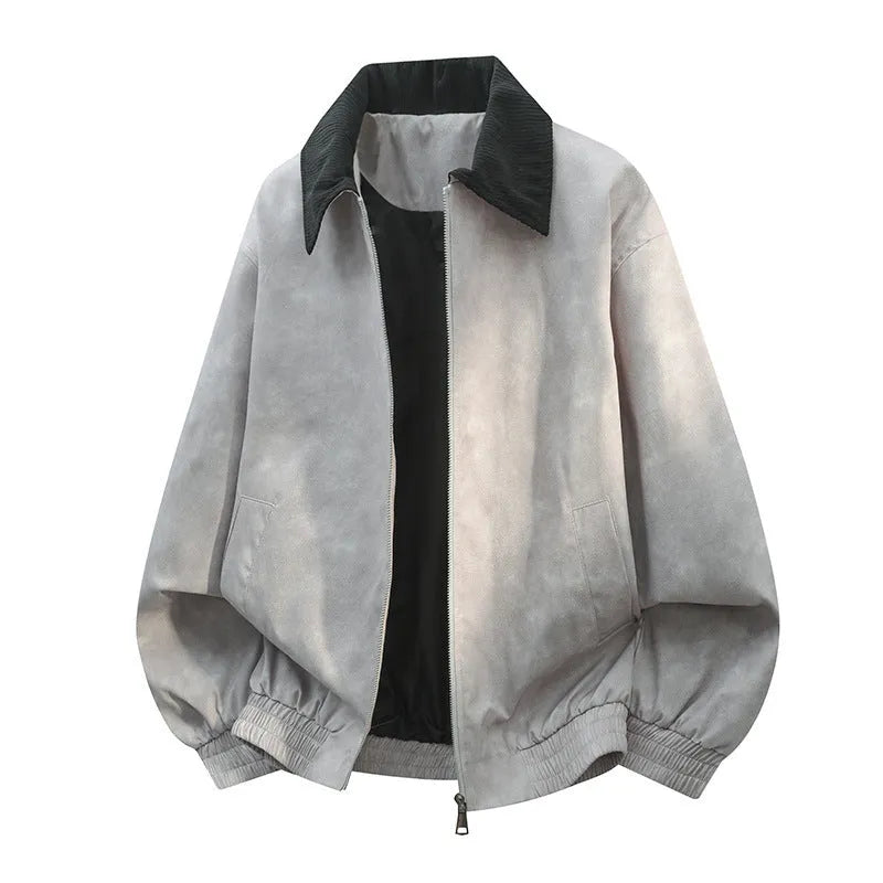 Men's casual jacket with stitching lapel detail in Lycra blend fabric with side seam pockets