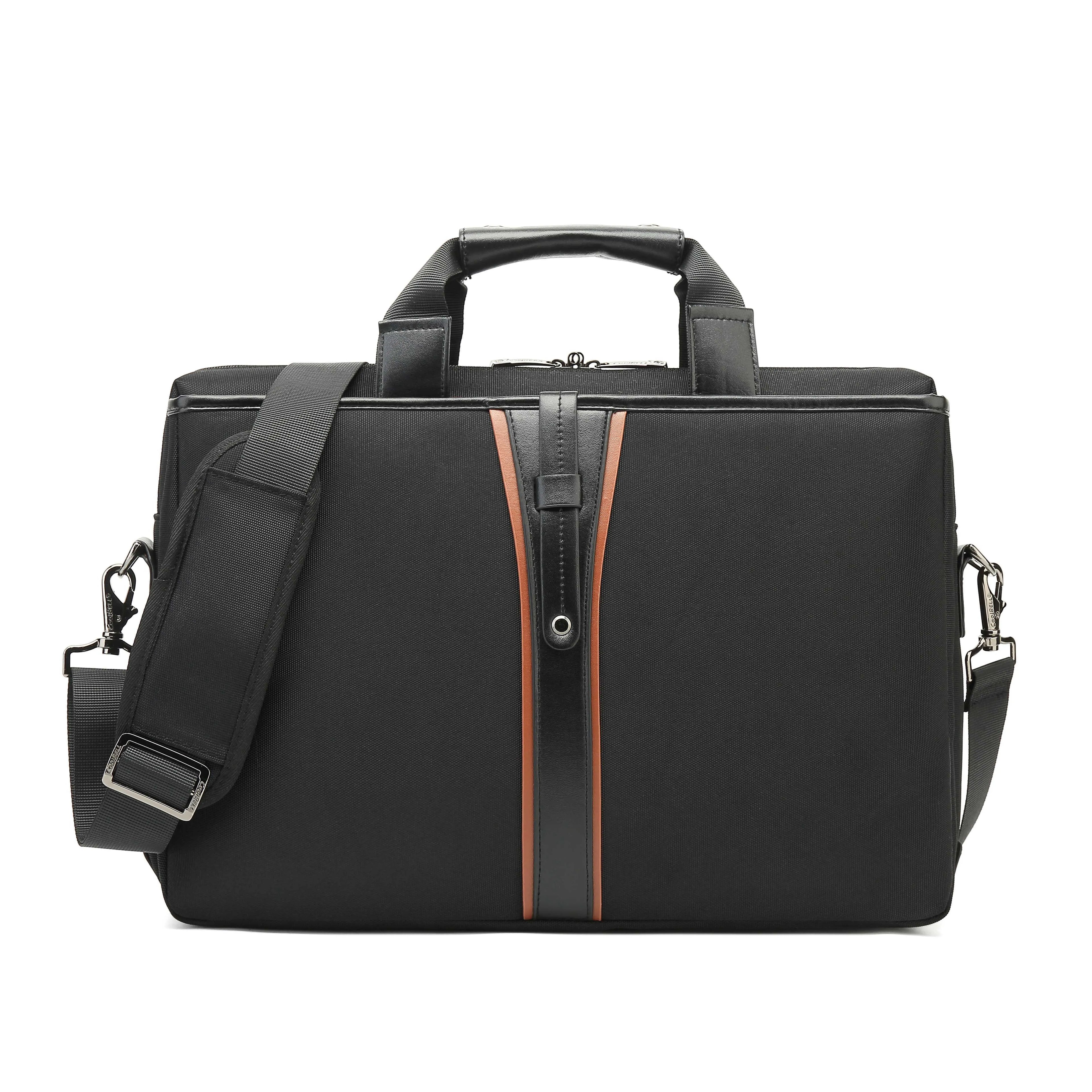 Black single-shoulder laptop backpack made of Oxford cloth with soft handle, 15 inch size