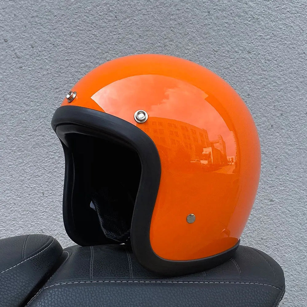 Retro style motorcycle half helmet in FRP construction for adult electric bike commuting
