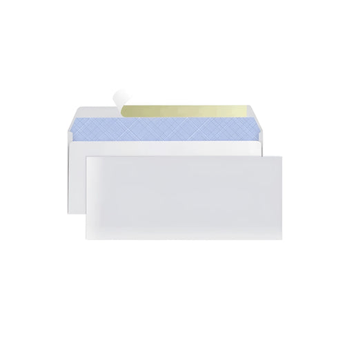 Blue tamper-evident confidential envelope with self-adhesive flap, size 105mm by 240mm.