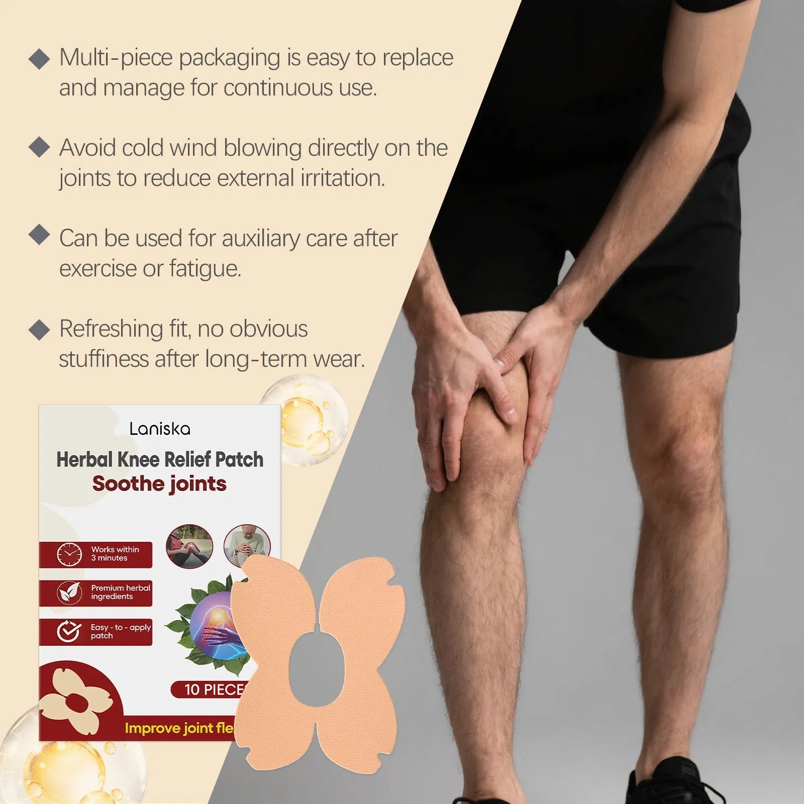 LANISKA herbal moxa leaf menthol joint nourishing adhesive bandage 10-piece pack in presentation box